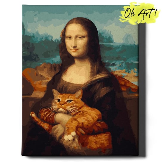 Obraz Malowanie po numerach NA RAMIE, Mona Lisa i rudy kot, 40x50 | Oh Art! VARMACON