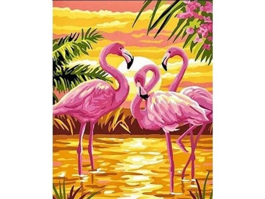 Obraz Malowanie Po Numerach Rama 40X50Cm Różowe Flamingi Zabawkowy Zawrót Głowy