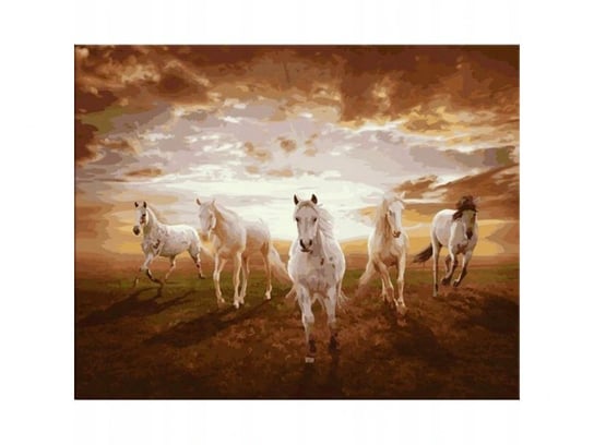 Obraz Malowanie Po Numerach Rama 50X40Cm Konie W Galopie Zabawkowy Zawrót Głowy