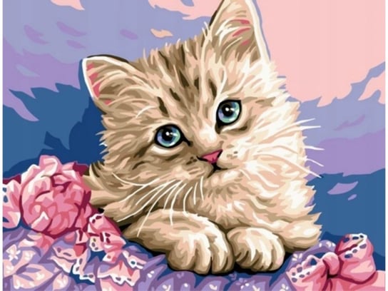 Obraz Malowanie Po Numerach Rama 50X40Cm Uroczy Kotek Zabawkowy Zawrót Głowy