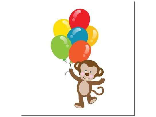 Obraz Małpka z balonikami, 40x40 cm Oobrazy