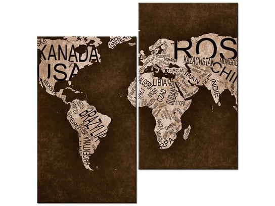 Obraz Mapa świata, 2 elementy, 60x60 cm Oobrazy