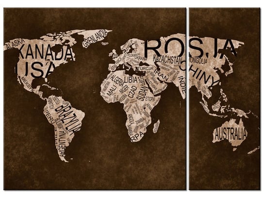 Obraz Mapa świata, 2 elementy, 70x50 cm Oobrazy