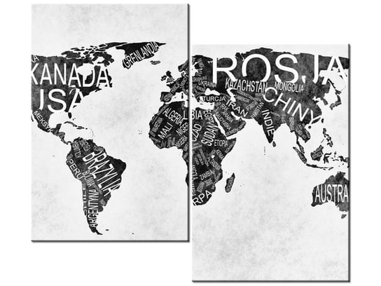 Obraz Mapa świata, 2 elementy, 80x70 cm Oobrazy