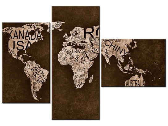 Obraz Mapa świata, 3 elementy, 100x70 cm Oobrazy