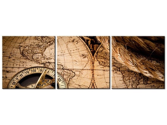 Obraz, Mapa świata, 3 elementy, 150x50 cm Oobrazy