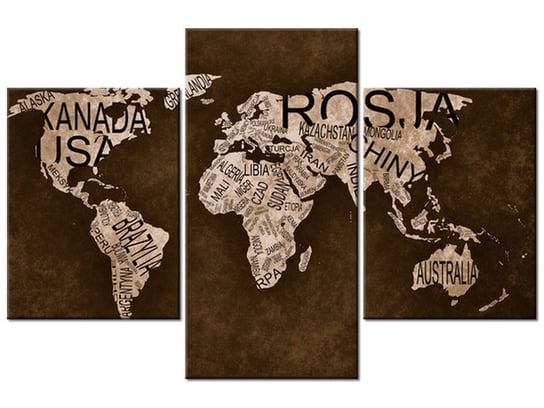 Obraz Mapa świata, 3 elementy, 90x60 cm Oobrazy