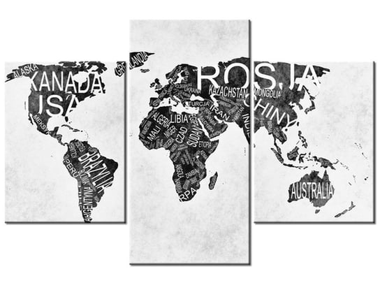Obraz, Mapa świata, 3 elementy, 90x60 cm Oobrazy