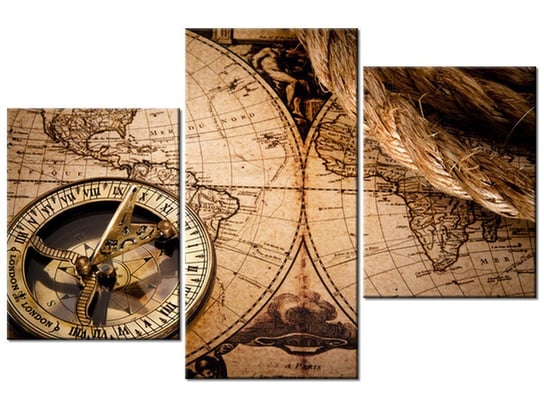 Obraz, Mapa świata, 3 elementy, 90x60 cm Oobrazy