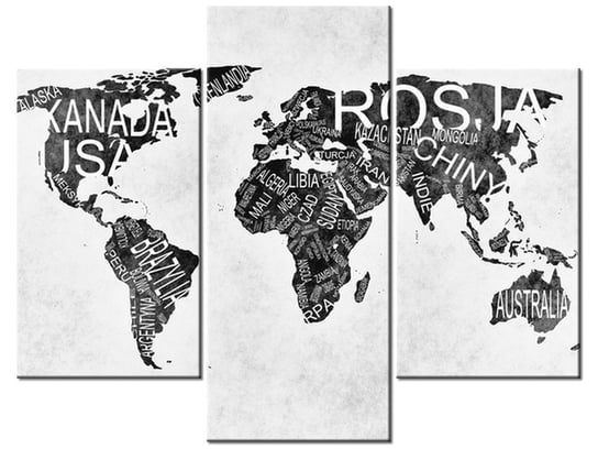 Obraz, Mapa świata, 3 elementy, 90x70 cm Oobrazy