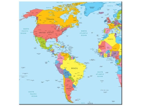 Obraz Mapa świata, 30x30 cm Oobrazy