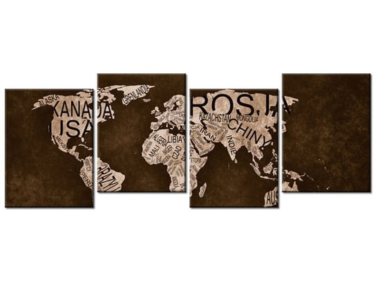 Obraz Mapa świata, 4 elementy, 120x45 cm Oobrazy