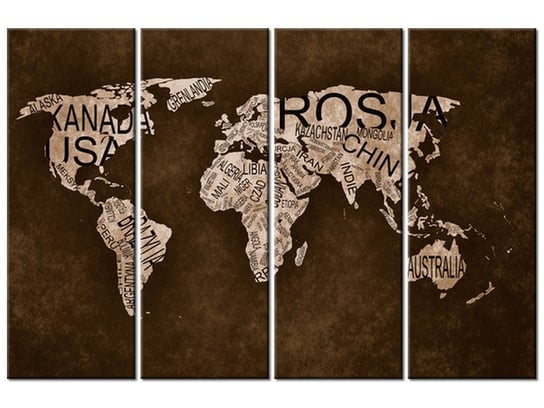 Obraz, Mapa świata, 4 elementy, 120x80 cm Oobrazy