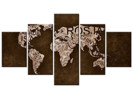 Obraz Mapa świata, 5 elementów, 125x70 cm Oobrazy
