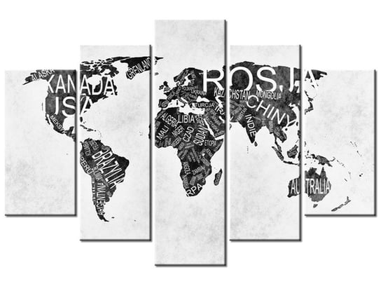 Obraz, Mapa świata, 5 elementów, 150x100 cm Oobrazy