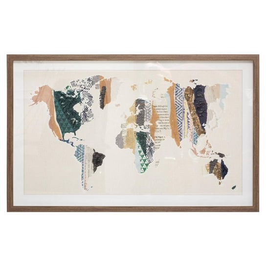 Obraz mapa świata, 80 x 50 cm, w brązowej ramie Atmosphera