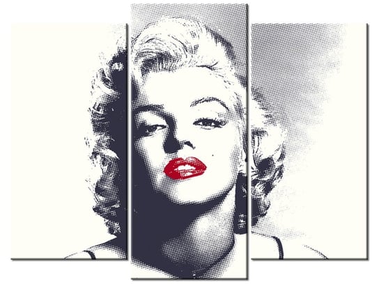 Obraz, Marilyn Monroe z czerwonymi ustami, 3 elementy, 90x70 cm Oobrazy