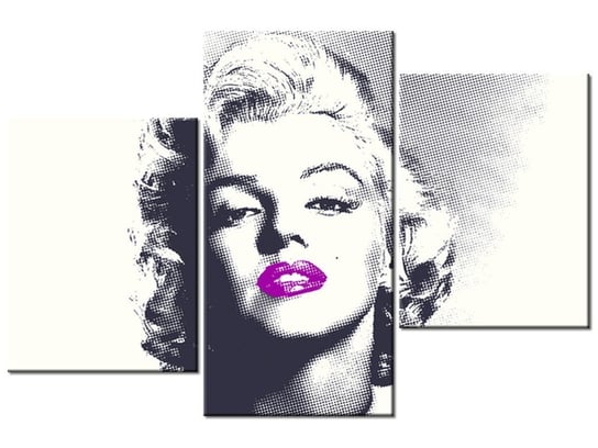 Obraz Marilyn Monroe z fioletowymi ustami, 3 elementy, 90x60 cm Oobrazy