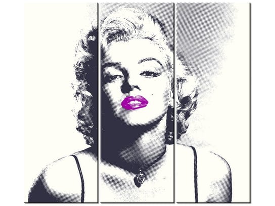 Obraz Marilyn Monroe z fioletowymi ustami, 3 elementy, 90x80 cm Oobrazy