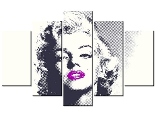Obraz Marilyn Monroe z fioletowymi ustami, 5 elementów, 100x63 cm Oobrazy