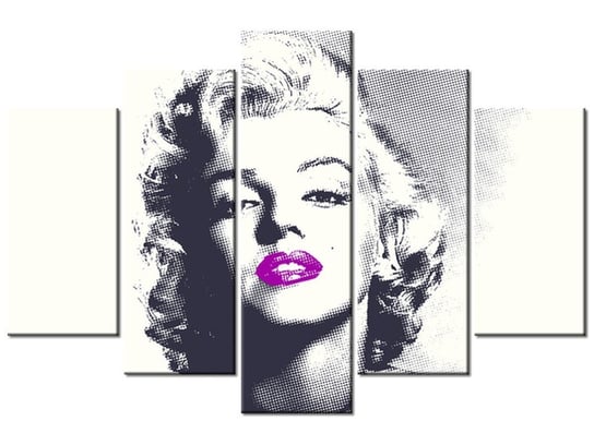 Obraz Marilyn Monroe z fioletowymi ustami, 5 elementów, 150x100 cm Oobrazy