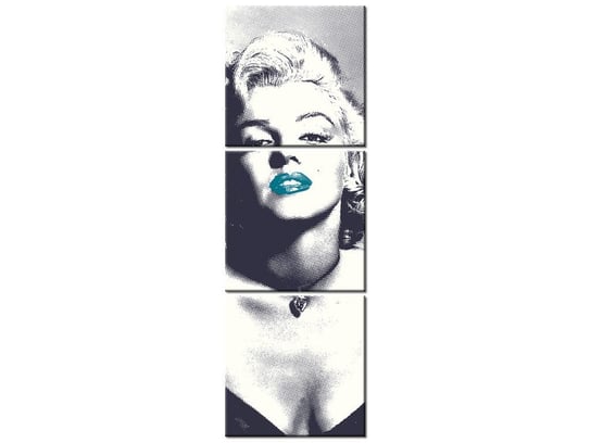 Obraz Marilyn Monroe z turkusowymi ustami, 3 elementy, 30x90 cm Oobrazy