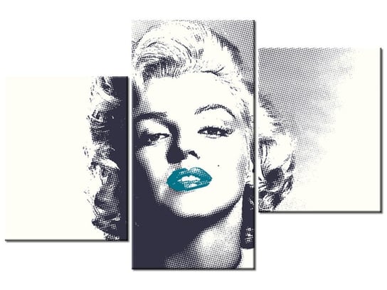 Obraz Marilyn Monroe z turkusowymi ustami, 3 elementy, 90x60 cm Oobrazy