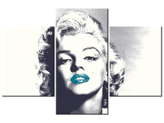 Obraz Marilyn Monroe z turkusowymi ustami, 3 elementy, 90x60 cm Oobrazy