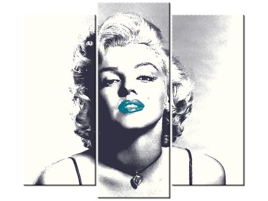 Obraz Marilyn Monroe z turkusowymi ustami, 3 elementy, 90x80 cm Oobrazy