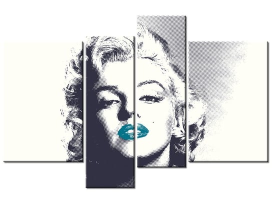 Obraz Marilyn Monroe z turkusowymi ustami, 4 elementy, 130x85 cm Oobrazy