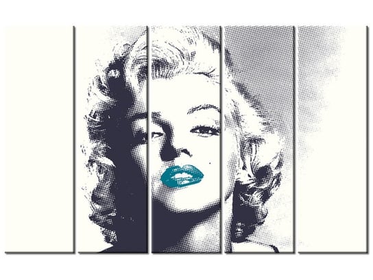 Obraz Marilyn Monroe z turkusowymi ustami, 5 elementów, 100x63 cm Oobrazy