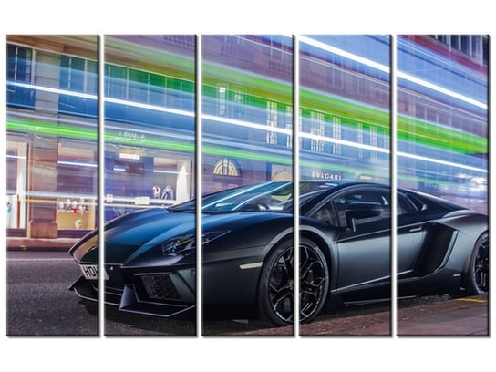Obraz Matowo-czarny Aventador - Ben, 5 elementów, 100x63 cm Oobrazy