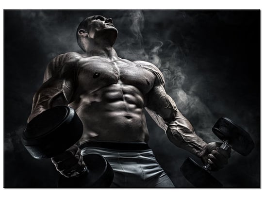 Obraz Mężczyzna na siłowni w stalowym kolorze, 100x70 cm Oobrazy