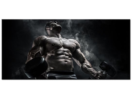 Obraz Mężczyzna na siłowni w stalowym kolorze, 115x55 cm Oobrazy