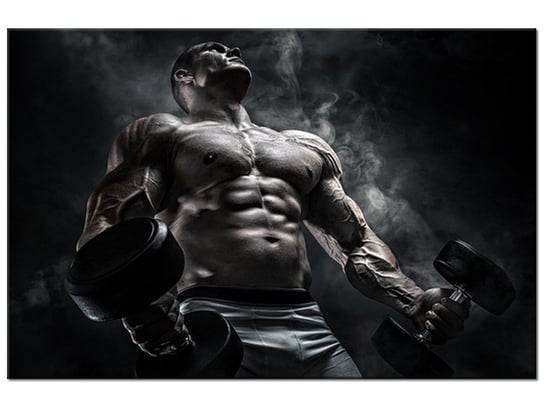 Obraz Mężczyzna na siłowni w stalowym kolorze, 120x80 cm Oobrazy