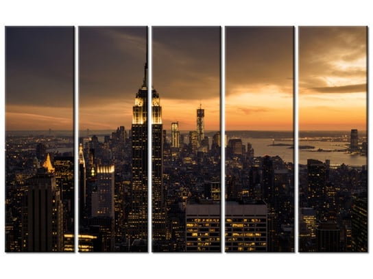 Obraz Miasto Nowy Jork o świcie, 5 elementów, 100x63 cm Oobrazy