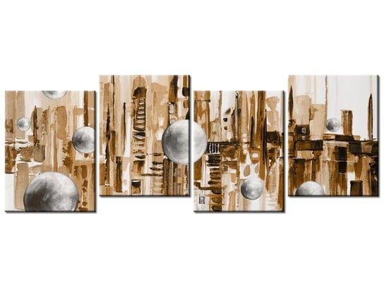 Obraz Miasto ze snu w brązach, 4 elementy, 120x45 cm Oobrazy