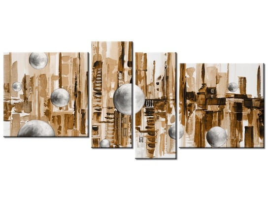Obraz Miasto ze snu w brązach, 4 elementy, 120x55 cm Oobrazy