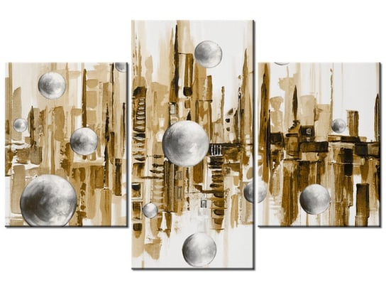 Obraz Miasto ze snu w brązie, 3 elementy, 90x60 cm Oobrazy