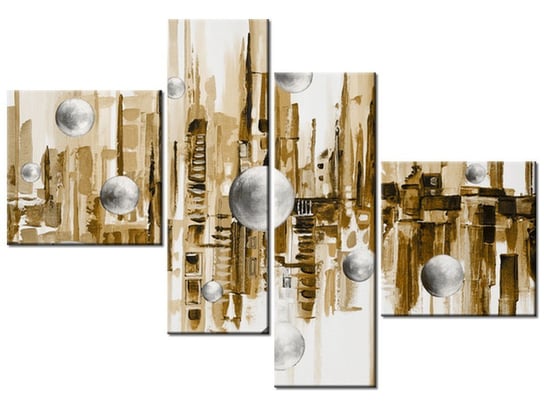 Obraz Miasto ze snu w brązie, 4 elementy, 100x70 cm Oobrazy