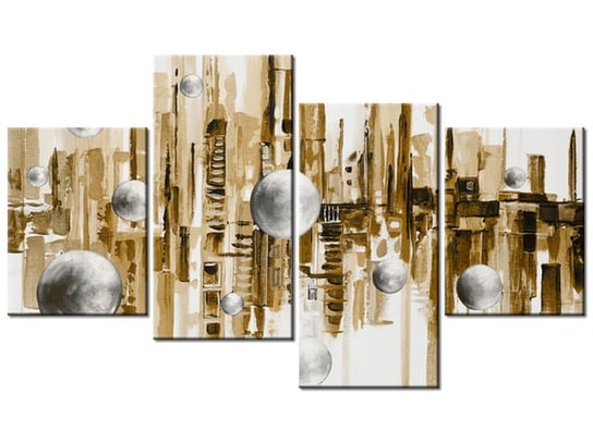 Obraz, Miasto ze snu w brązie, 4 elementy, 120x70 cm Oobrazy