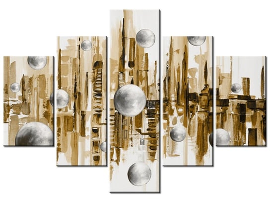 Obraz Miasto ze snu w brązie, 5 elementów, 100x70 cm Oobrazy
