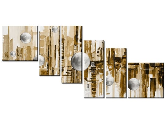 Obraz Miasto ze snu w brązie, 6 elementów, 220x100 cm Oobrazy