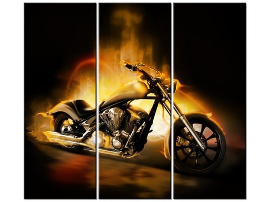 Obraz Motocykl w ogniu, 3 elementy, 90x80 cm Oobrazy