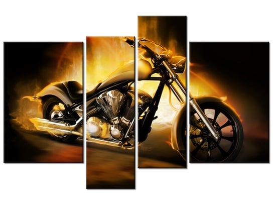 Obraz Motocykl w ogniu, 4 elementy, 130x85 cm Oobrazy