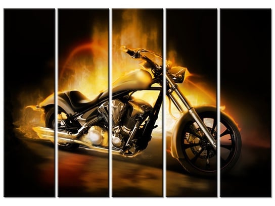 Obraz Motocykl w ogniu, 5 elementów, 225x160 cm Oobrazy