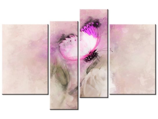 Obraz Motyl i róża, 4 elementy, 130x85 cm Oobrazy