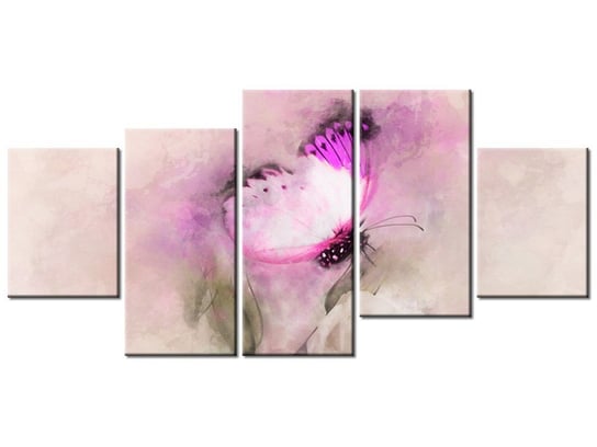 Obraz Motyl i róża, 5 elementów, 150x70 cm Oobrazy