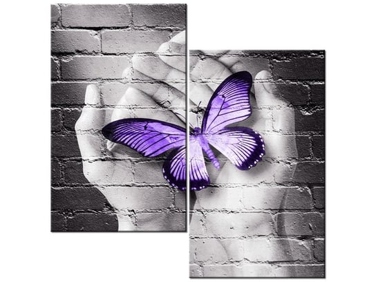 Obraz Motyl na dłoniach, 2 elementy, 60x60 cm Oobrazy