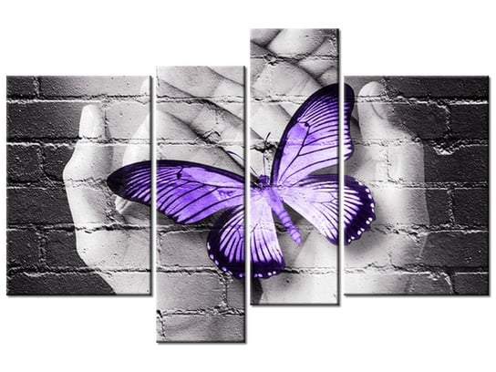 Obraz Motyl na dłoniach, 4 elementy, 130x85 cm Oobrazy